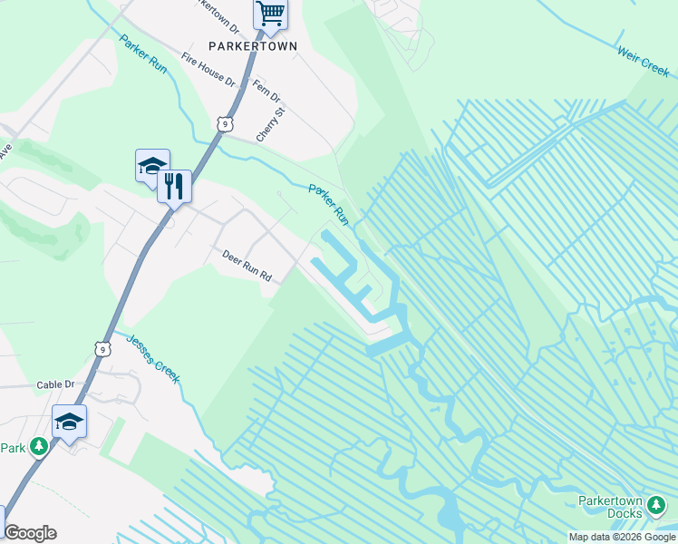 map of restaurants, bars, coffee shops, grocery stores, and more near 6 Persimmon Drive in Ocean County
