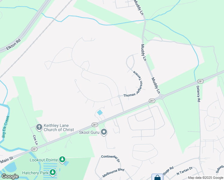 map of restaurants, bars, coffee shops, grocery stores, and more near 6 John Adams Lane in Elkton