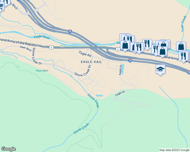 map of restaurants, bars, coffee shops, grocery stores, and more near in Eagle-Vail
