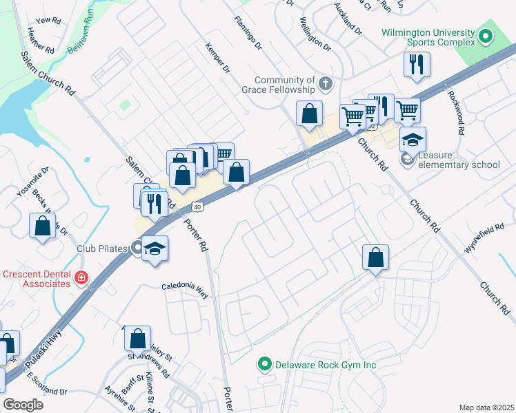 map of restaurants, bars, coffee shops, grocery stores, and more near 1128 Donna Marie Loop in Bear
