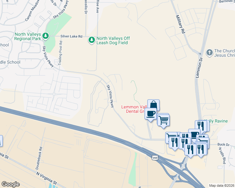 map of restaurants, bars, coffee shops, grocery stores, and more near in Reno