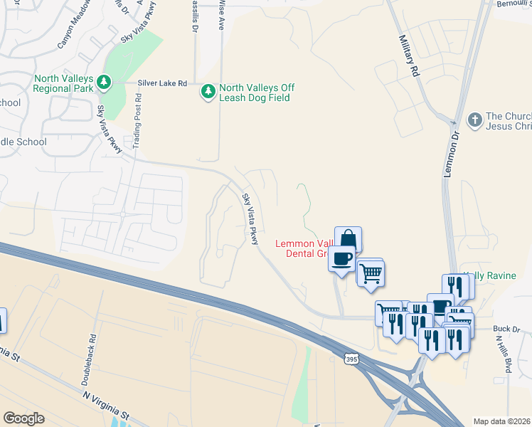 map of restaurants, bars, coffee shops, grocery stores, and more near in Reno