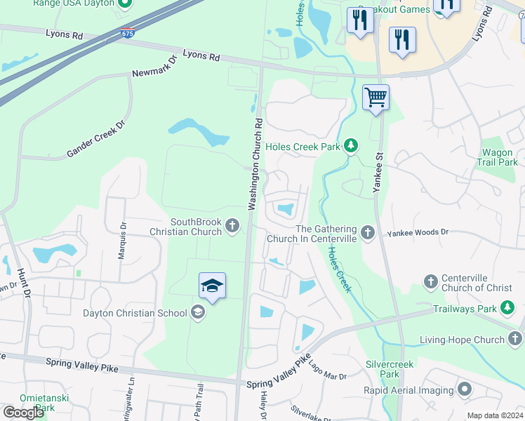 map of restaurants, bars, coffee shops, grocery stores, and more near 8820 Motter Lane in Miamisburg