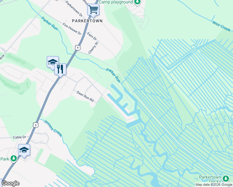 map of restaurants, bars, coffee shops, grocery stores, and more near 6 Persimmon Drive in Ocean County
