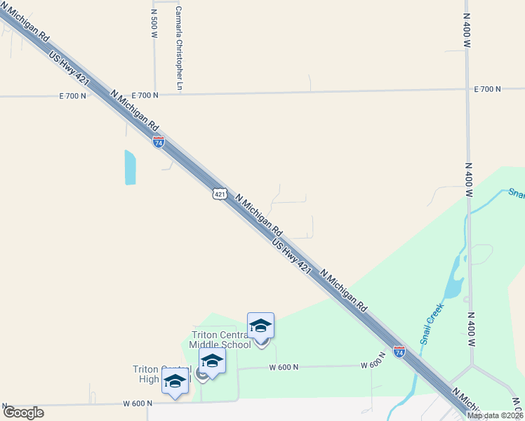 map of restaurants, bars, coffee shops, grocery stores, and more near 6564 North Michigan Road in Fairland