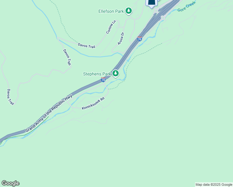 map of restaurants, bars, coffee shops, grocery stores, and more near 2520 Kinnickinnick Road in Vail