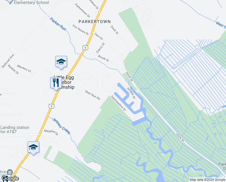 map of restaurants, bars, coffee shops, grocery stores, and more near 2 Persimmon Drive in Little Egg Harbor Township