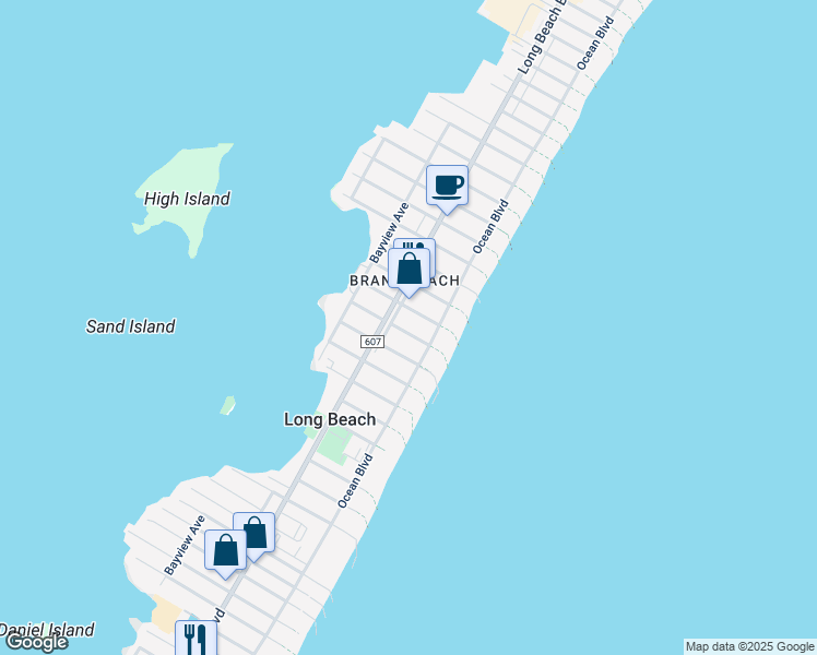 map of restaurants, bars, coffee shops, grocery stores, and more near 7 East Goldsborough Avenue in Beach Haven