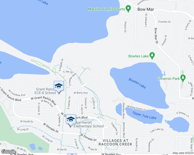 map of restaurants, bars, coffee shops, grocery stores, and more near 5455 West Prentice Court in Littleton