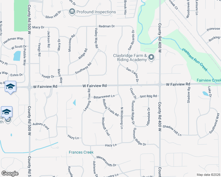 map of restaurants, bars, coffee shops, grocery stores, and more near 389 North Windsong Lane in Greenwood