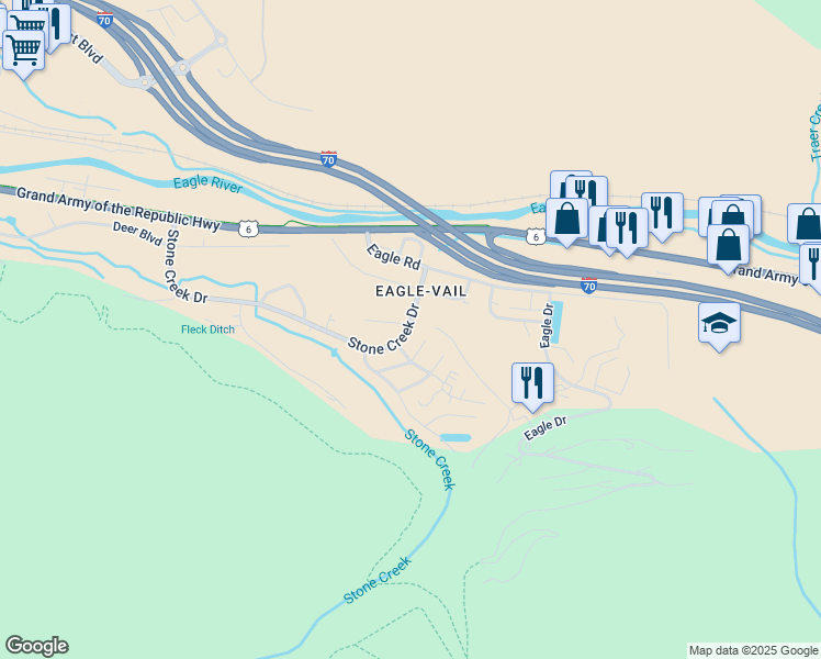 map of restaurants, bars, coffee shops, grocery stores, and more near in Eagle-Vail