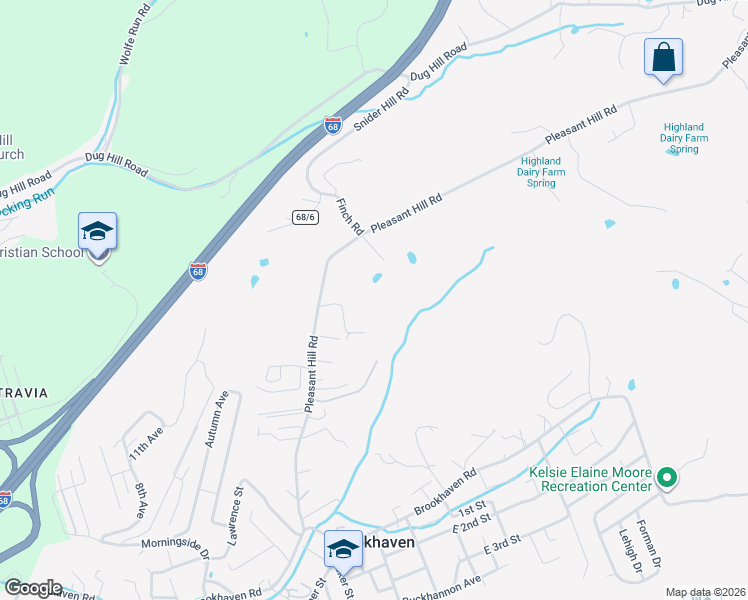 map of restaurants, bars, coffee shops, grocery stores, and more near 474 Pleasant Hill Road in Morgantown