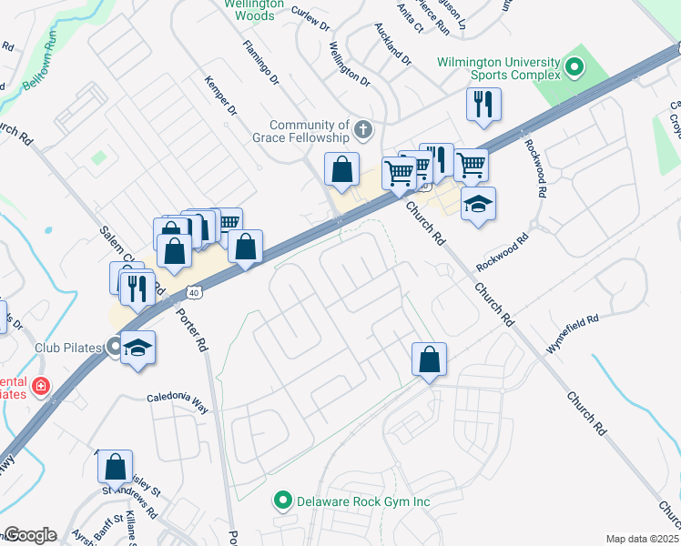 map of restaurants, bars, coffee shops, grocery stores, and more near 110 Herbert Court in Bear