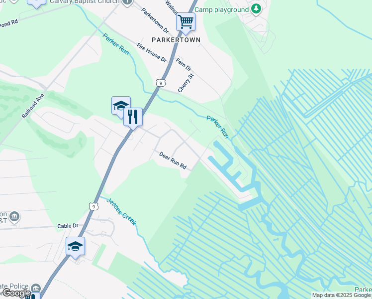 map of restaurants, bars, coffee shops, grocery stores, and more near 44 Seameadow Drive in Ocean County