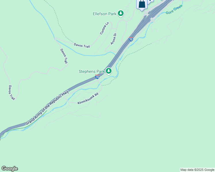 map of restaurants, bars, coffee shops, grocery stores, and more near 2520 Kinnickinnick Road in Vail