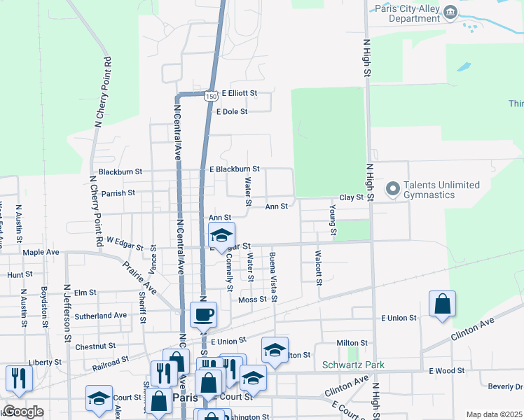 map of restaurants, bars, coffee shops, grocery stores, and more near 234 Ann Street in Paris