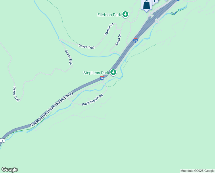 map of restaurants, bars, coffee shops, grocery stores, and more near 2637 Kinnickinnick Road in Vail