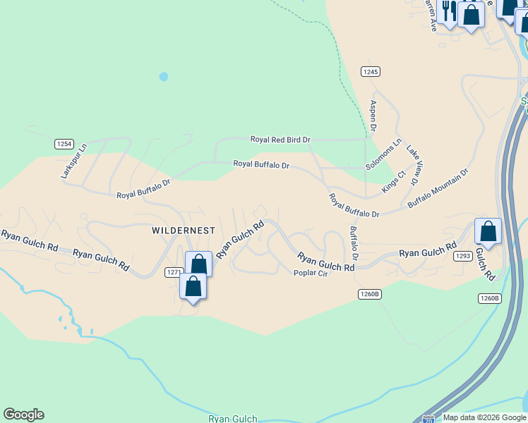 map of restaurants, bars, coffee shops, grocery stores, and more near 6712 Ryan Gulch Road in Silverthorne