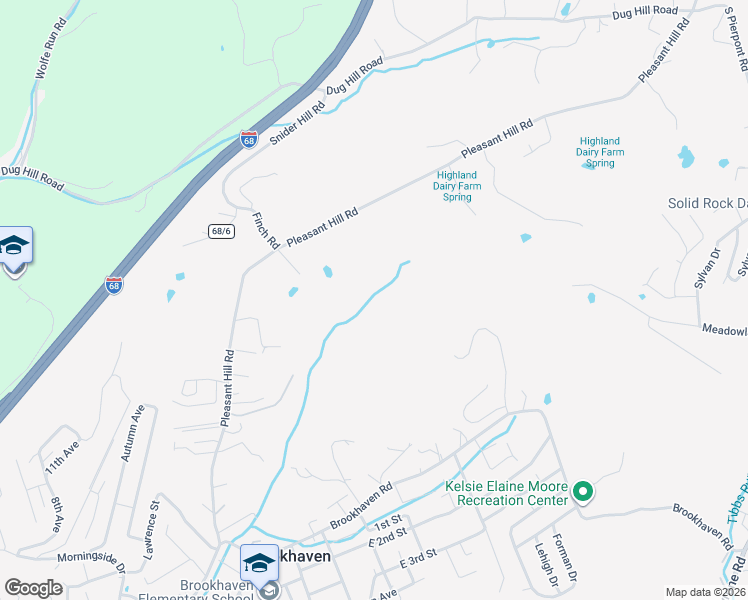 map of restaurants, bars, coffee shops, grocery stores, and more near Murl Crawford Avenue in Morgantown