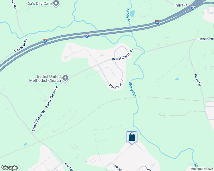 map of restaurants, bars, coffee shops, grocery stores, and more near 250 Flintstone Drive in North East