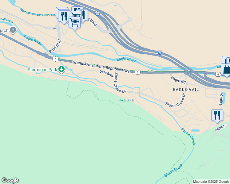 map of restaurants, bars, coffee shops, grocery stores, and more near 680 Stone Creek Drive in Basalt