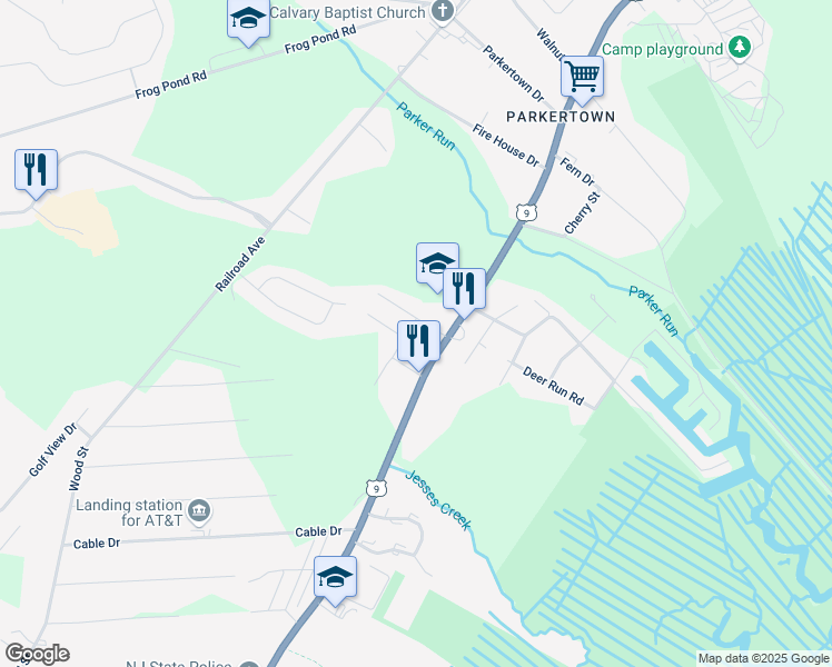 map of restaurants, bars, coffee shops, grocery stores, and more near 125 Price Drive in Ocean County