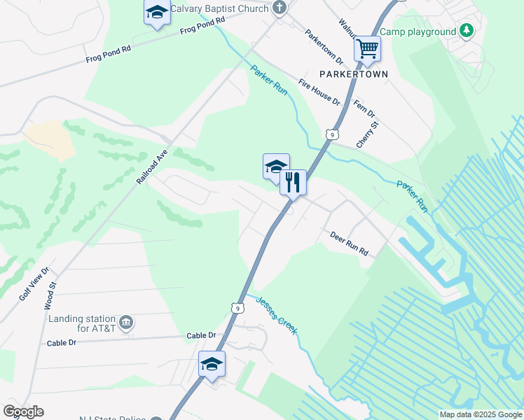 map of restaurants, bars, coffee shops, grocery stores, and more near 6 Peterson Drive in Little Egg Harbor Township