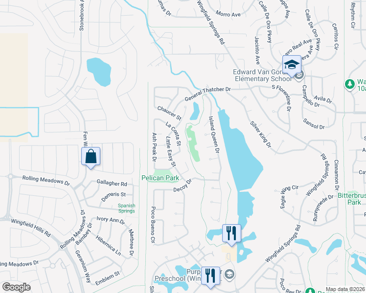 map of restaurants, bars, coffee shops, grocery stores, and more near 7350 La Costa Street in Sparks