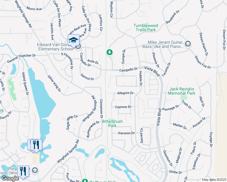 map of restaurants, bars, coffee shops, grocery stores, and more near 3709 Serenghetti Drive in Sparks
