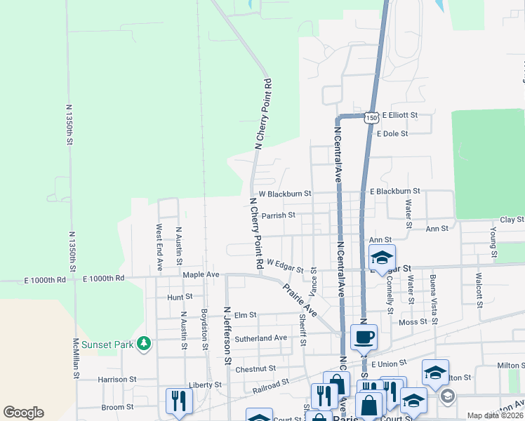 map of restaurants, bars, coffee shops, grocery stores, and more near 363-423 Parrish St in Paris