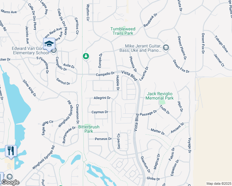 map of restaurants, bars, coffee shops, grocery stores, and more near 3875 Serenghetti Drive in Sparks