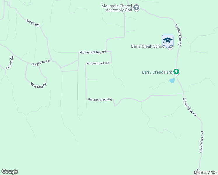 map of restaurants, bars, coffee shops, grocery stores, and more near 51 Horseshoe Trail in Berry Creek