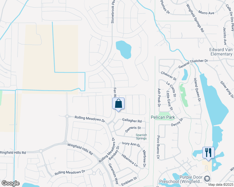 map of restaurants, bars, coffee shops, grocery stores, and more near 2597 Bridgetown Loop in Sparks