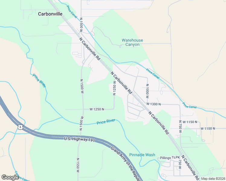 map of restaurants, bars, coffee shops, grocery stores, and more near 1407 North 1250 West in Helper