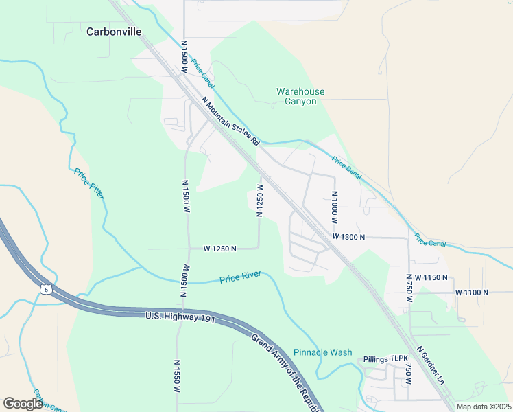 map of restaurants, bars, coffee shops, grocery stores, and more near 1407 North 1250 West in Helper