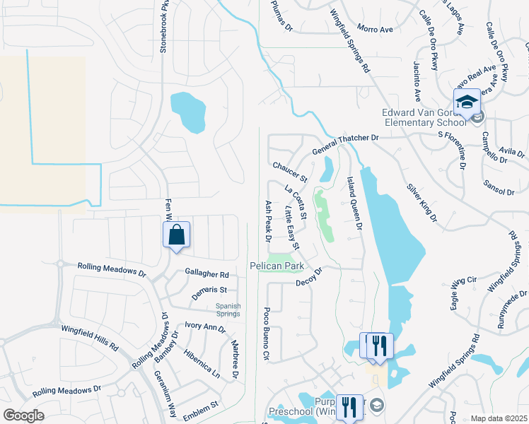 map of restaurants, bars, coffee shops, grocery stores, and more near 7432 Ash Peak Drive in Sparks
