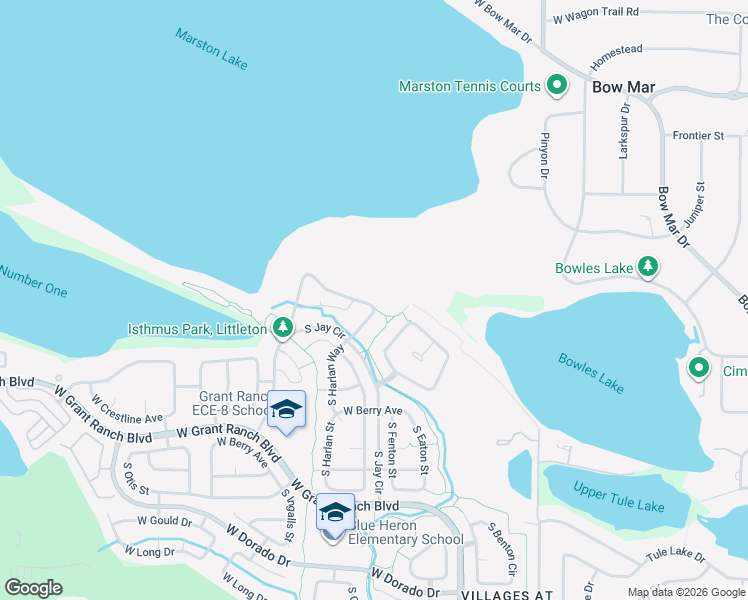 map of restaurants, bars, coffee shops, grocery stores, and more near 6001 West Progress Avenue in Denver