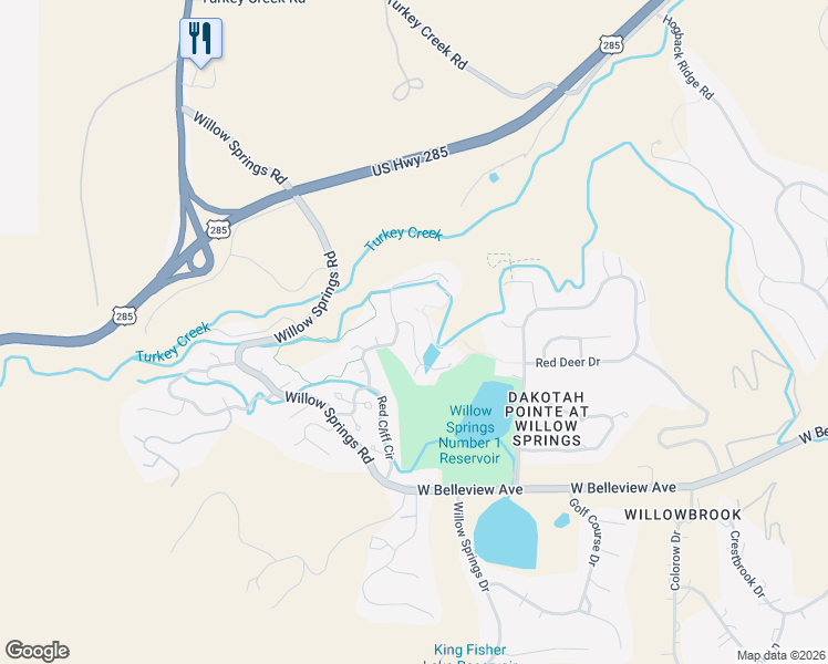 map of restaurants, bars, coffee shops, grocery stores, and more near 16324 Riverhaven Way in Morrison