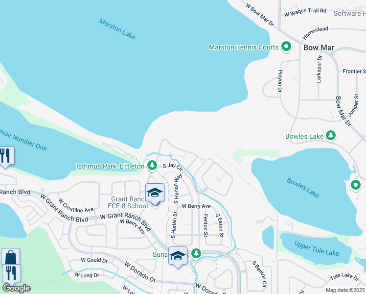 map of restaurants, bars, coffee shops, grocery stores, and more near 6024 West Prentice Avenue in Littleton