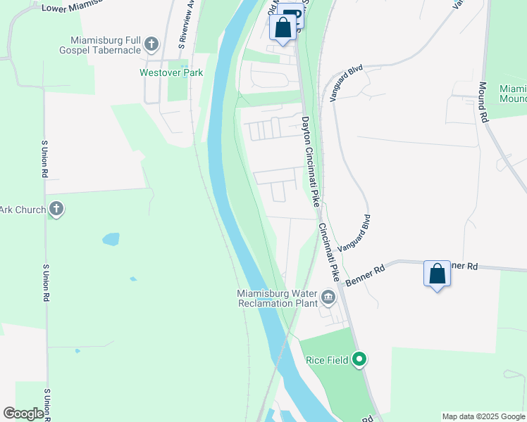 map of restaurants, bars, coffee shops, grocery stores, and more near 6381 Saxony Road in Miamisburg