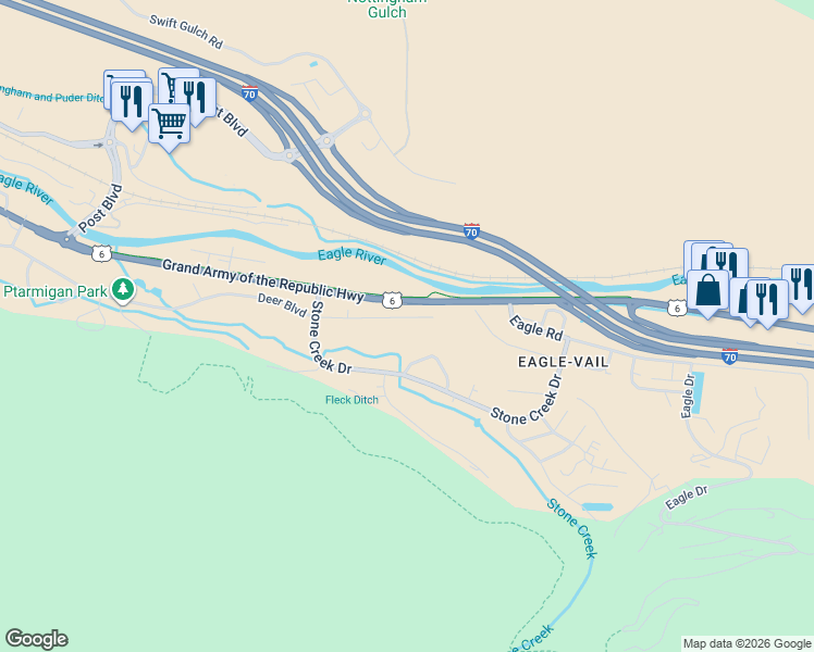map of restaurants, bars, coffee shops, grocery stores, and more near Grand Army of the Republic Highway in Avon