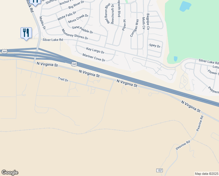 map of restaurants, bars, coffee shops, grocery stores, and more near 141 Mar Mac Way in Reno