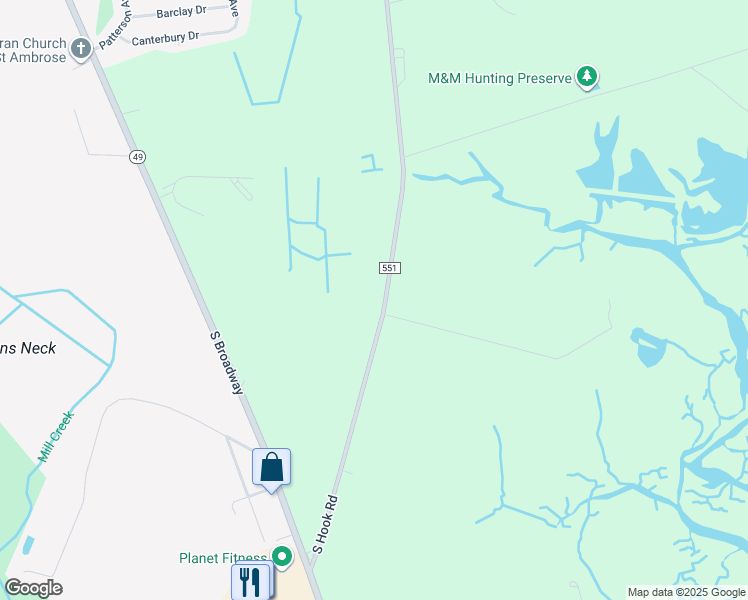 map of restaurants, bars, coffee shops, grocery stores, and more near 229 South Hook Road in Pennsville