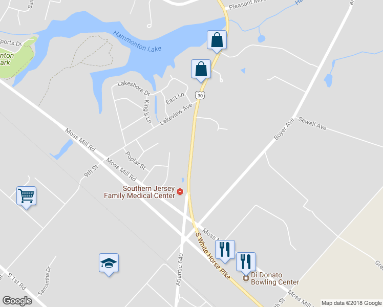 map of restaurants, bars, coffee shops, grocery stores, and more near 819 South White Horse Pike in Hammonton