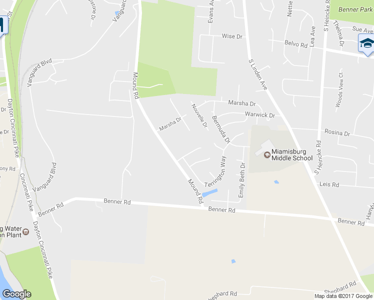 map of restaurants, bars, coffee shops, grocery stores, and more near 935 Bakersfield Court in Miamisburg