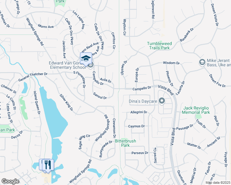 map of restaurants, bars, coffee shops, grocery stores, and more near 7313 Sansol Drive in Sparks