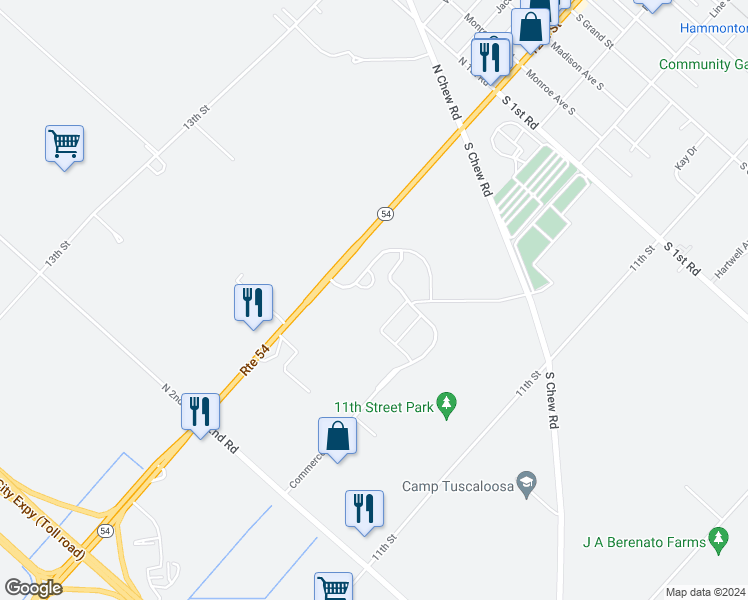 map of restaurants, bars, coffee shops, grocery stores, and more near 840 12th Street in Hammonton