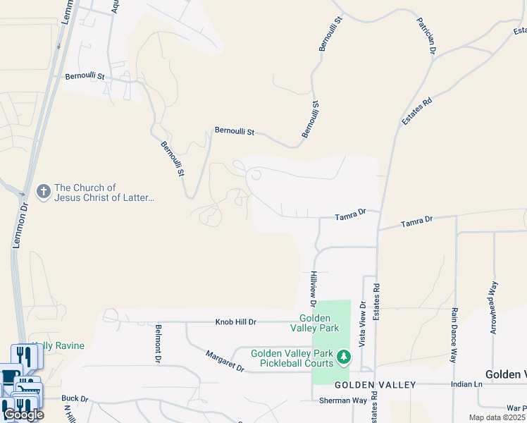 map of restaurants, bars, coffee shops, grocery stores, and more near 7665 Tamra Drive in Reno