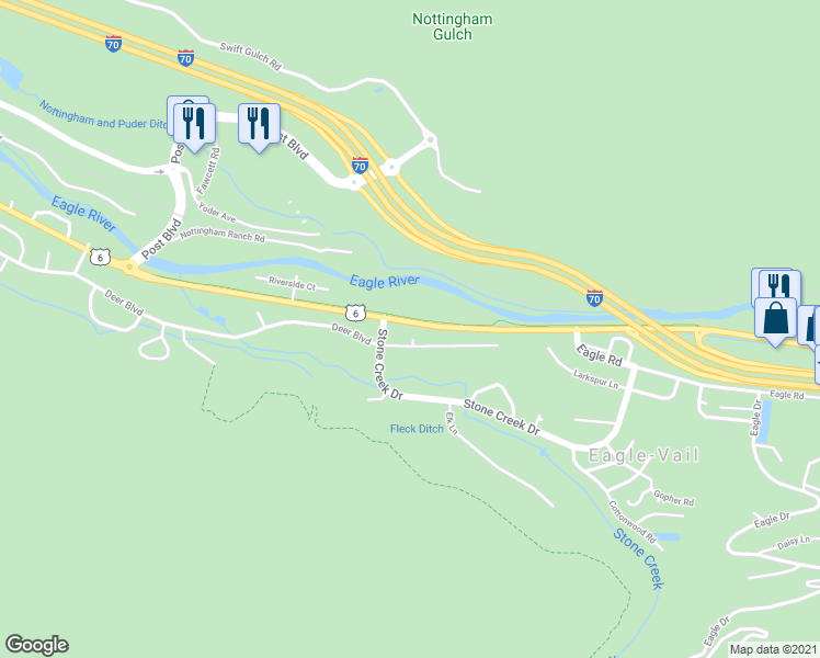 map of restaurants, bars, coffee shops, grocery stores, and more near 179 Deer Boulevard in Avon