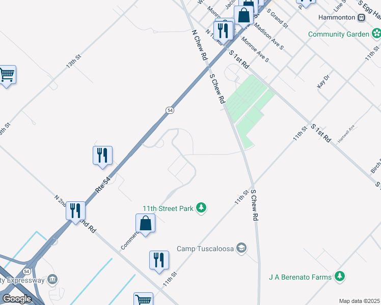 map of restaurants, bars, coffee shops, grocery stores, and more near 840 12th Street in Hammonton